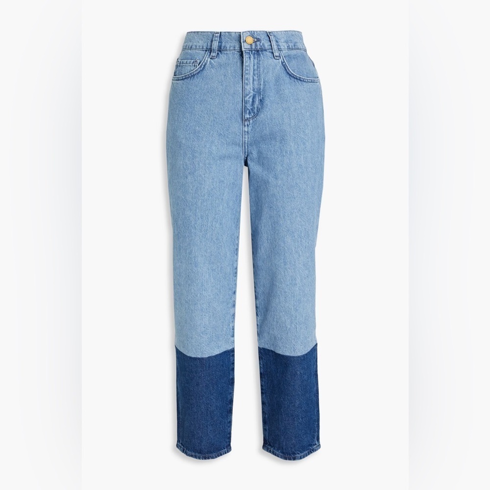 TRIARCHY Designer High Rise Two-Tone Denim Tapered Jeans Women’s Size 25